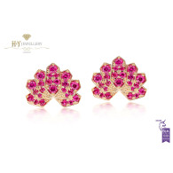 Ananya Rose Gold Lotus Stud Earrings set with Rubies