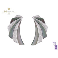 Ananya White Gold Mogra Demi Blossom Ear Cuffs set with Mother of Pearl and Diamonds