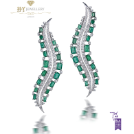 Ananya White Gold Nazar Scatter Earrings set with Emeralds and Diamonds