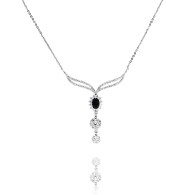 Blue Sapphire and Diamond Wishbone Necklace 