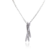 White Gold Layered Cross Pendant Necklace 