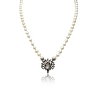 Antique Filigree Diamond and Pearl Necklace