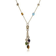 Classic Bvlgari Diamond and Semi Precious Cabochon Bead Necklace 