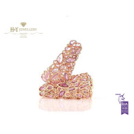 Rose Gold Hoop Earrings set with Pink Sapphires and Diamonds - 49.72 ct
