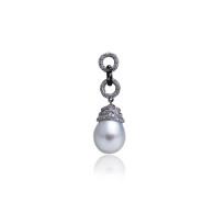Tear Shape Pearl and Diamond Pendant