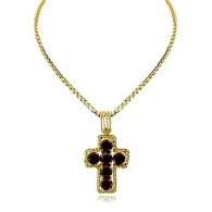 Garnet Cross Charm Pendant 