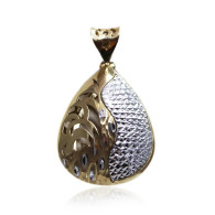 Yellow And White Gold Tear Drop And Curved Pendant