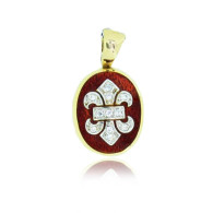 Red Enamel and Diamond Lys Pendant 