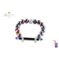 Ananya Chakra Bracelet set with Onyx, Topaz, Pearls and Diamonds