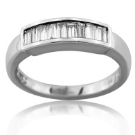 White Gold Wedding Band With Baguette Cut Diamonds
