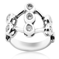 White Gold Joint Ring With Brilliant Cut Diamonds 