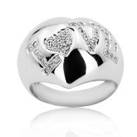 White Gold Heart Ring With Engraved LOVE Sign And Brilliant Cut Diamonds