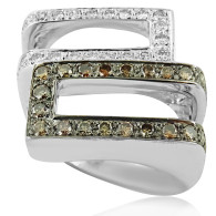 White Gold Ring With Brilliant Cut Diamonds and Fancy Yellow Diamonds
