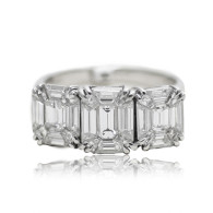 White Gold Emerald Step cut Diamond Engagement 