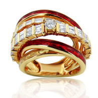 Rose Gold Cocktail Ring With Baguette And Brilliant Cut Diamonds