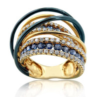 Blue Gold and Sapphire Cocktail Ring