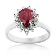 Pear Cut Ruby and Diamond Ring
