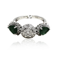 Illusion and Pear Cut Emerald Ring 
