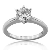 White Gold Classic Tiffany Set Petal Solitaire Engagement Ring 