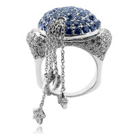 Moon and Stars Sapphire Cocktail Ring 