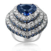 Heart Sapphire and White Diamond Cocktail Ring