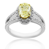 Fancy Yellow Oval Diamond Ring 