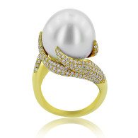 Pearl and Diamond  Fire Design Ring