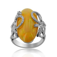 White Gold Opal And Diamond Ring