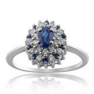 White Gold Diamond And Sapphire Ring