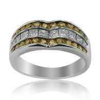 White Gold Diamond Ring With Citrines