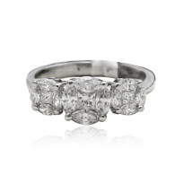 White Gold Engagment Ring With Marquise And Princess Cut Diamonds