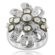 White Gold Cocktail Ring With Baguette And Brilliant Cut Diamonds
