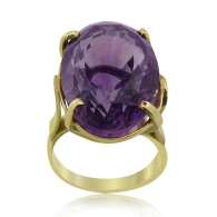 Yellow Gold Large Amethyst Ring