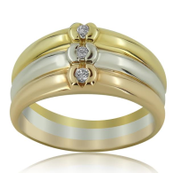 Three Tone Ring With Diamonds