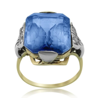 Two Tone Vintage Spinel Ring With Diamonds