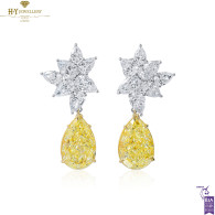 White Gold Yellow Pear Cut Diamond Earrings - 15.11ct