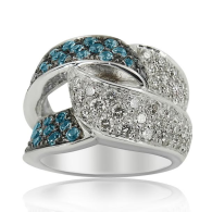 White Gold Ring With Brilliant Cut Topaz And Brilliant Cut Diamonds