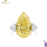 White Gold Yellow Diamond Pear Cut Ring - 11.63ct