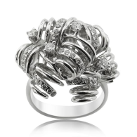 White Gold Ring Twisted Ring With Brilliant Cut Diamonds