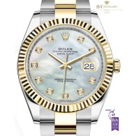 Rolex Date Just 41 Two Tone with mother of pearl dial set with diamonds - ref 126333