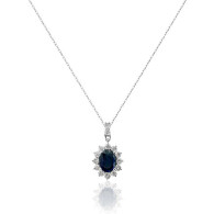 Royal Blue Sapphire and Diamond Necklace 