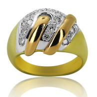 Two Tone Ring With Brilliant Cut Diamonds