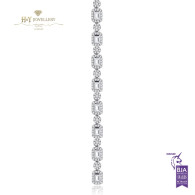 White Gold Emerald And Round Cut Diamond Bracelet D-G , VS1-VVS1