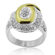White And Yellow Gold Ring With Brilliant Cut Diamonds