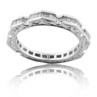 White Gold Wedding Band With Emerald Cut Diamonds