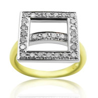 Yellow And White Gold Ring With Brilliant Cut Diamonds