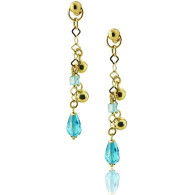 Yellow Gold Drop Earrings With Blue Topaz