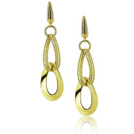 Yellow Gold Drop Hoop Earrings 