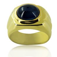Yellow Gold Mens Ring With A Cabochon Sapphire