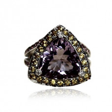 Mauboussin Ring With Trilliant And Brilliant Cut Amethyst And Brilliant Cut Citrines